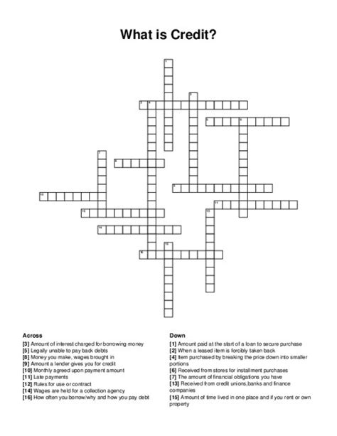 credit crossword clue 4 letters|crossword answer for credit.